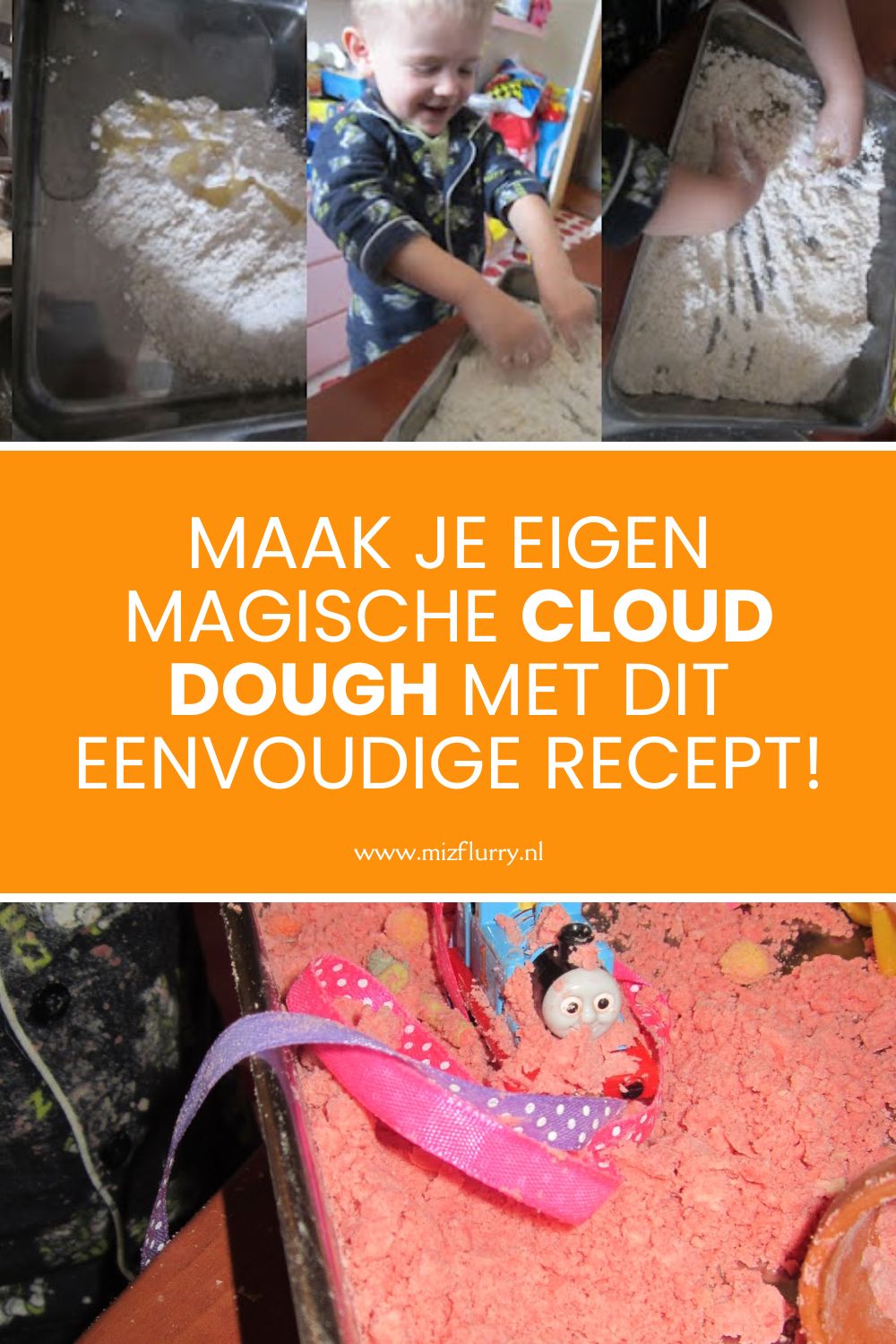 Cloud dough recept Pinterest afbeelding