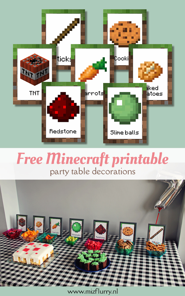 free minecraft printable - party table decorations