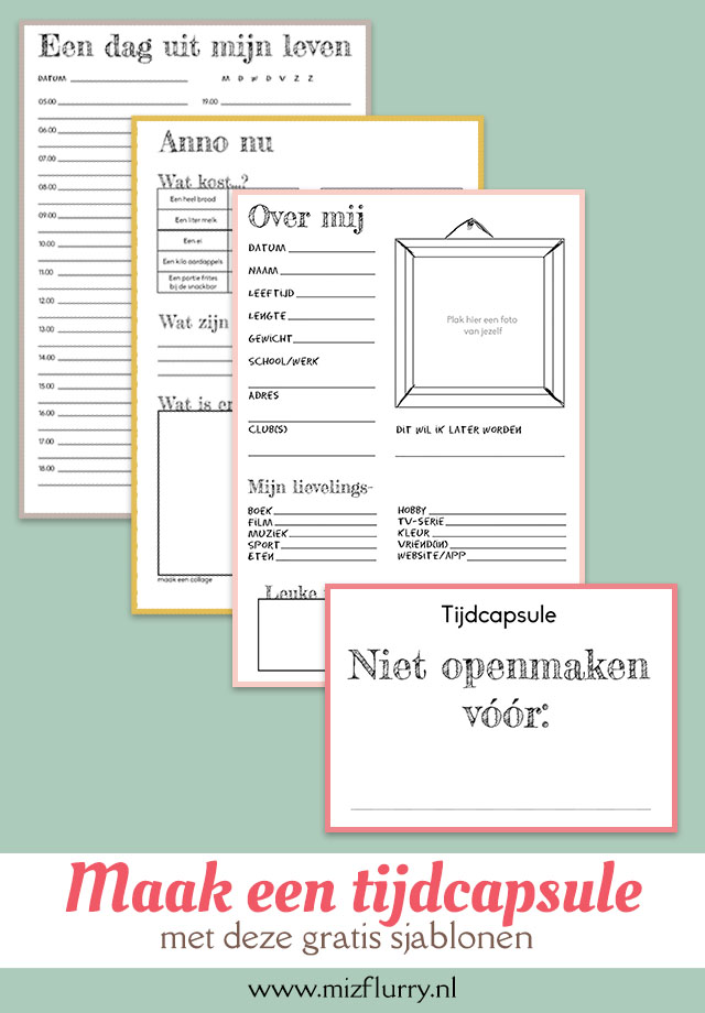 tijdcapsule gratis printable printables