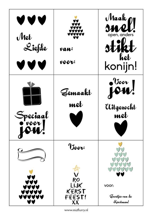 Cadeau labels - 9 leuke kaartjes MizFlurry