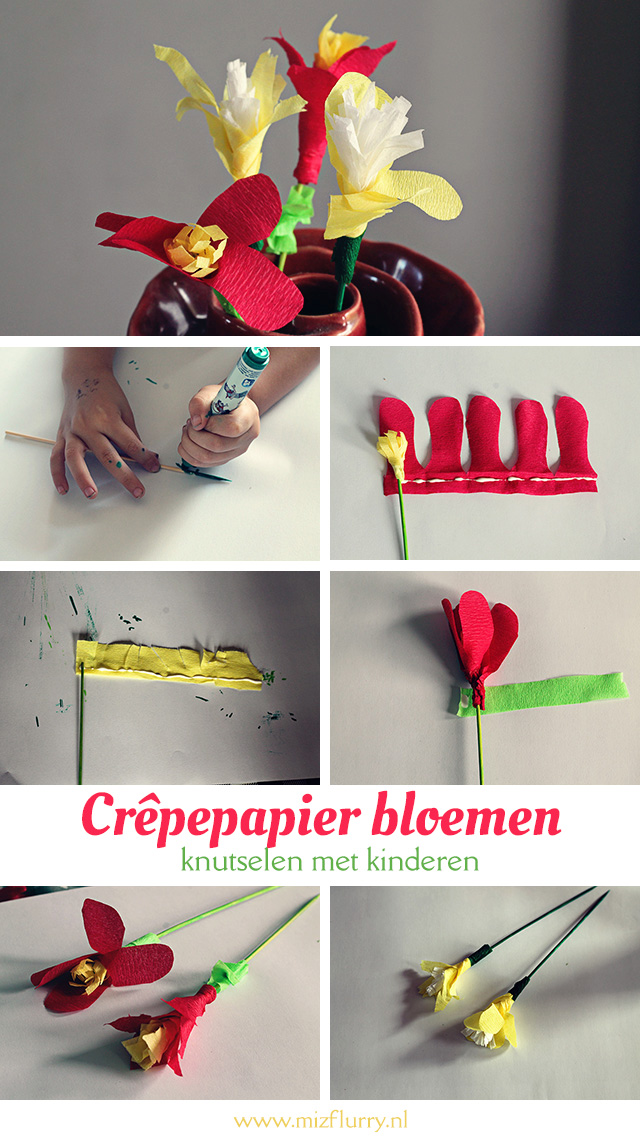 crepepapier bloemen knutselen met kinderen pinterest