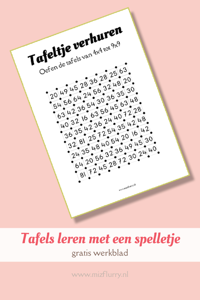 Tafels leren met een spelletje -gratis werkblad