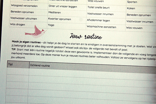 ochtendroutine planner