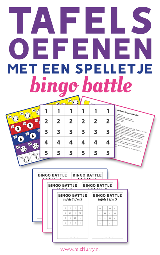 tafels oefenen spelletje bingo battle pinterest
