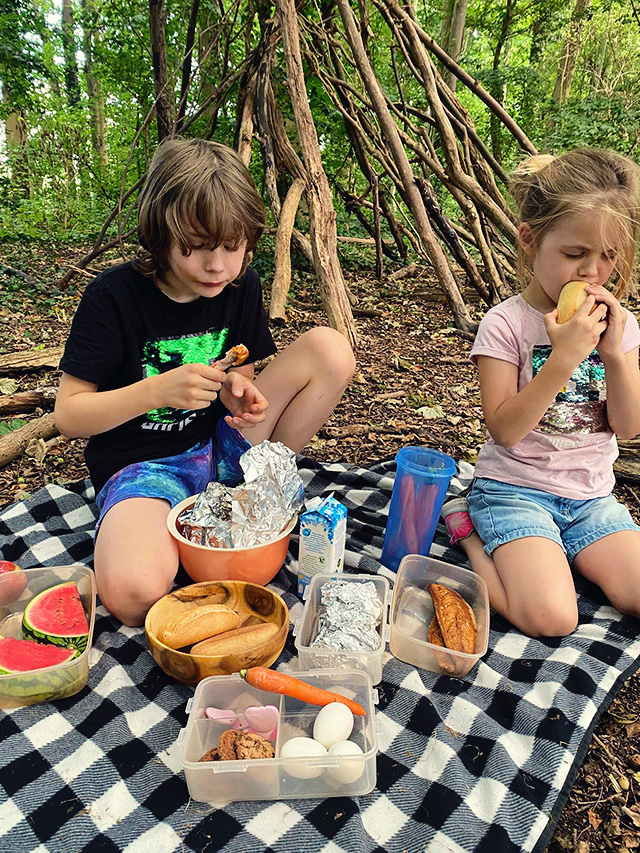 minecraft picknick in het bos
