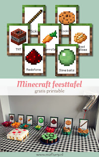 Minecraft feesttafel gratis printable
