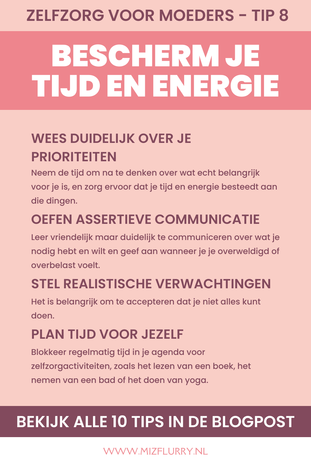 zelfzorg voor moeders tip 8 - bescherm je tijd en energie (pinterest-afbeelding)