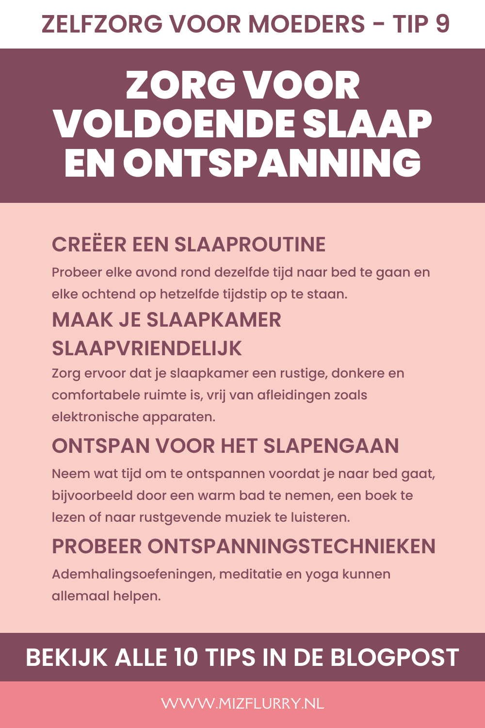 zelfzorg voor moeders tip 9 - zorg voor voldoende slaap en ontspanning (pinterest-afbeelding)