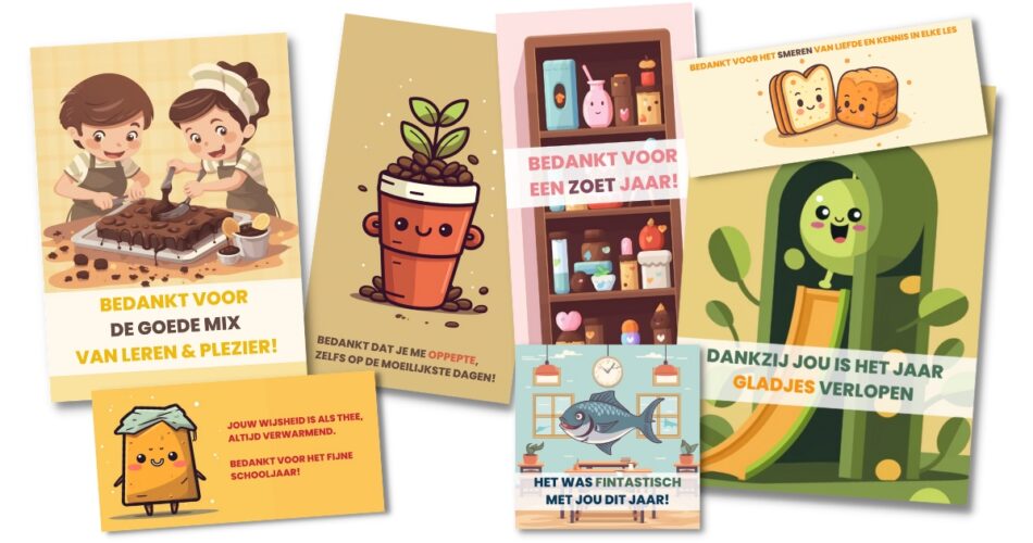einde schooljaar cadeaulabels supermarktproducten