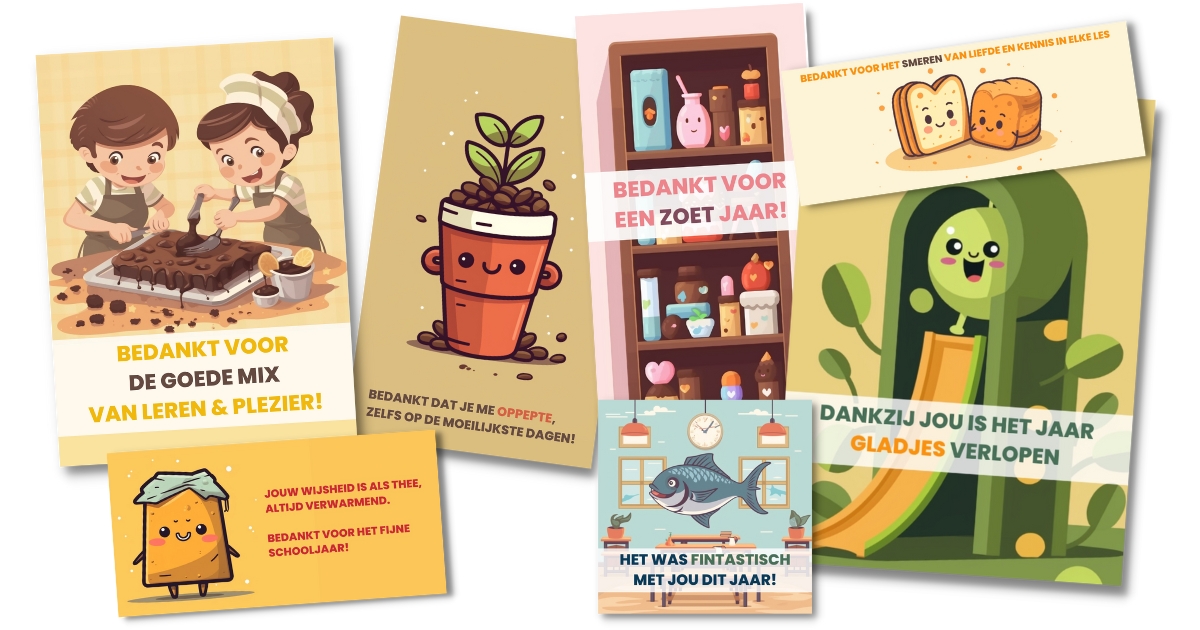 einde schooljaar cadeaulabels supermarktproducten