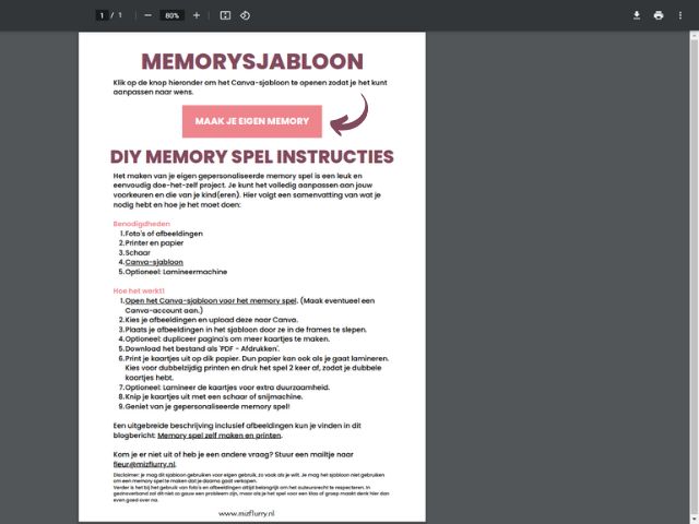 Zelf memory maken sjabloon preview