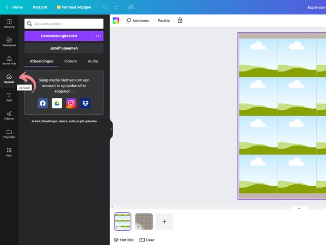 Upload je afbeeldingen in Canva (schermafbeelding)