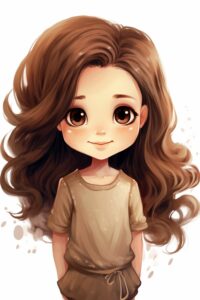 cartoon_meisjes_bruin_haar