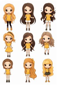 cartoon meisjes poses