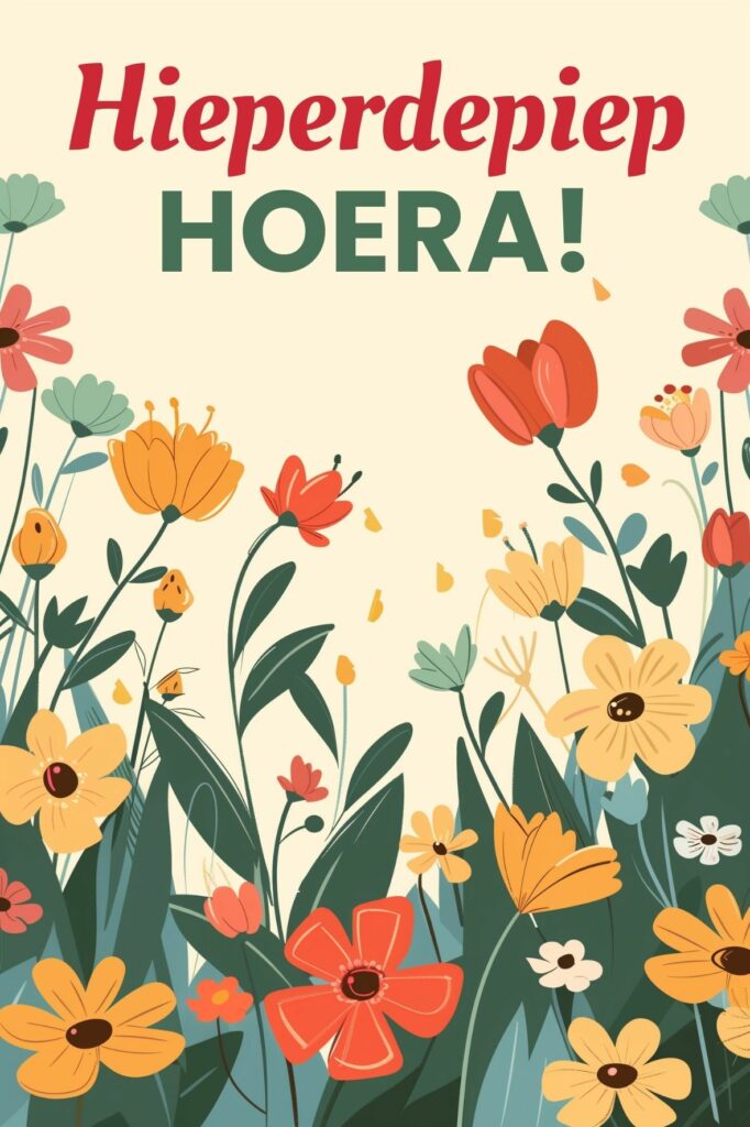 verjaardagskaart met de tekst hieperdepiep hoera
