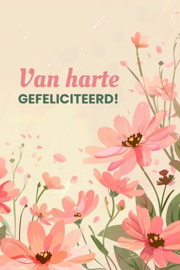 verjaardagskaart met de tekst van harte gefeliciteerd