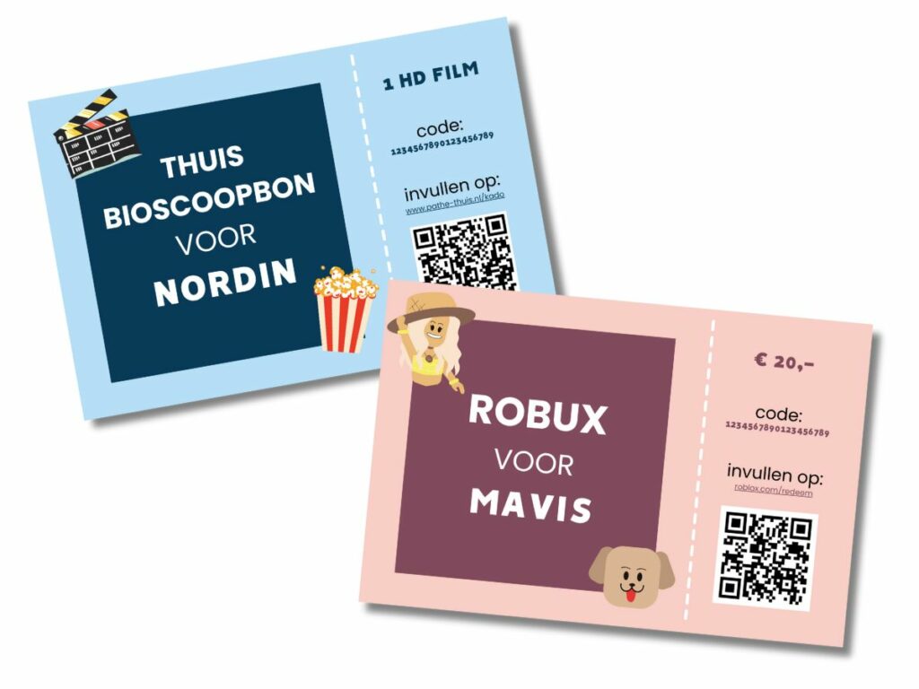 gepersonaliseerde cadeaubonnen