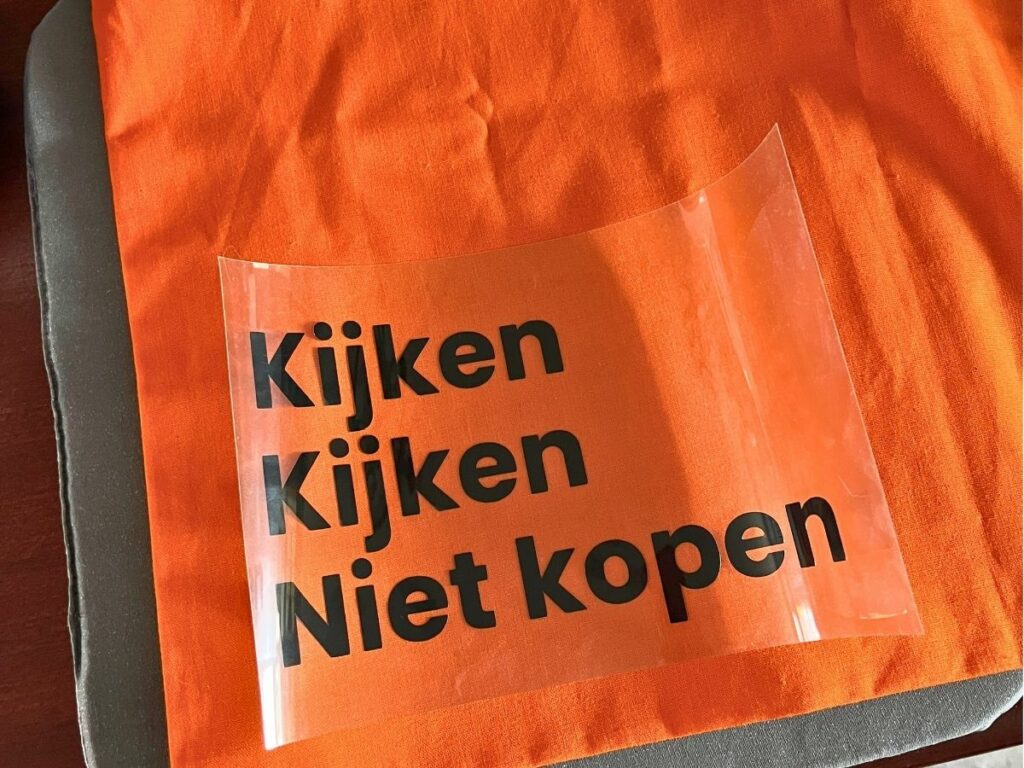 stoffen tas bedrukken kijken kijken niet kopen