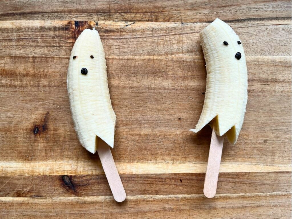 Halloween traktatie bananen spook lollies