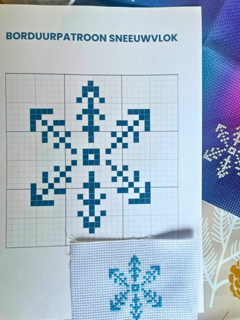 borduurpatroon sneeuwvlok kruissteek