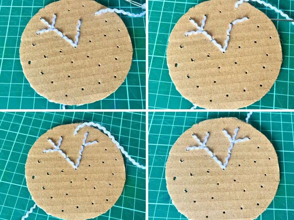 voorbeeldsteken sneeuwvlok borduren op karton