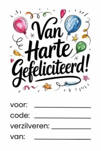 cadeaubon printable van harte zwart wit