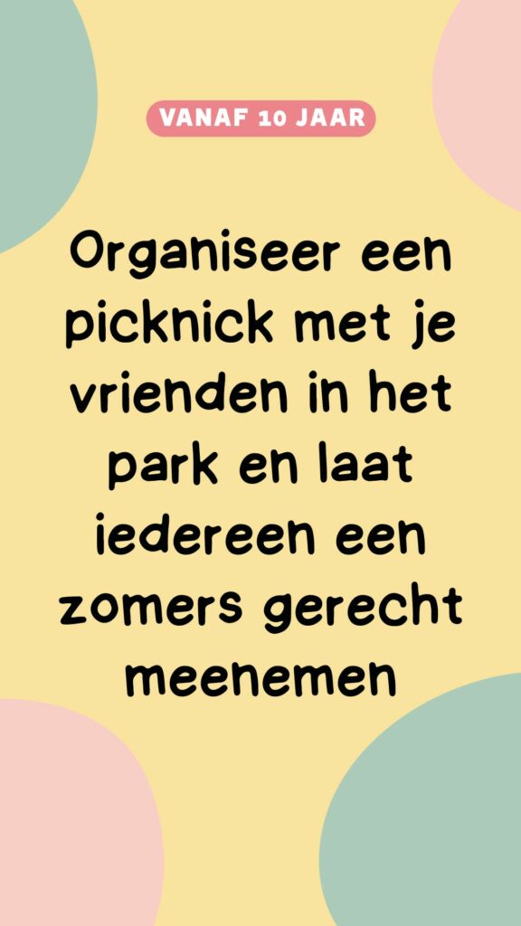 activiteit vanaf 10: picknick in het park