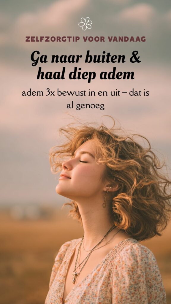 zelfzorgtip ga naar buiten en haal diep adem