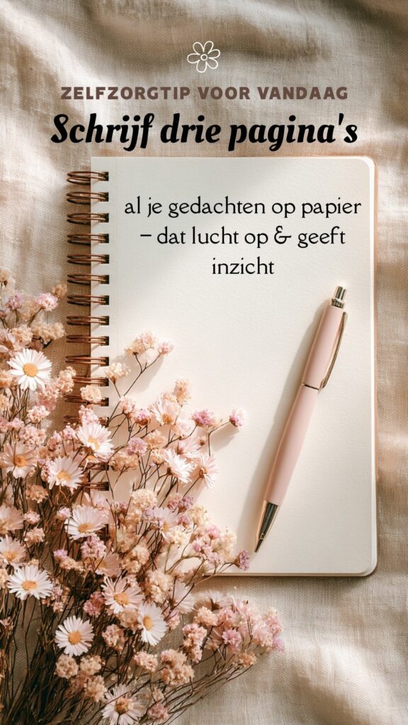 zelfzorgchallenge moeders: schrijf drie pagina's