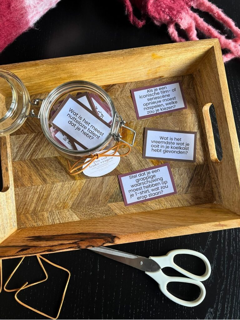 pot met vragenkaartjes DIY