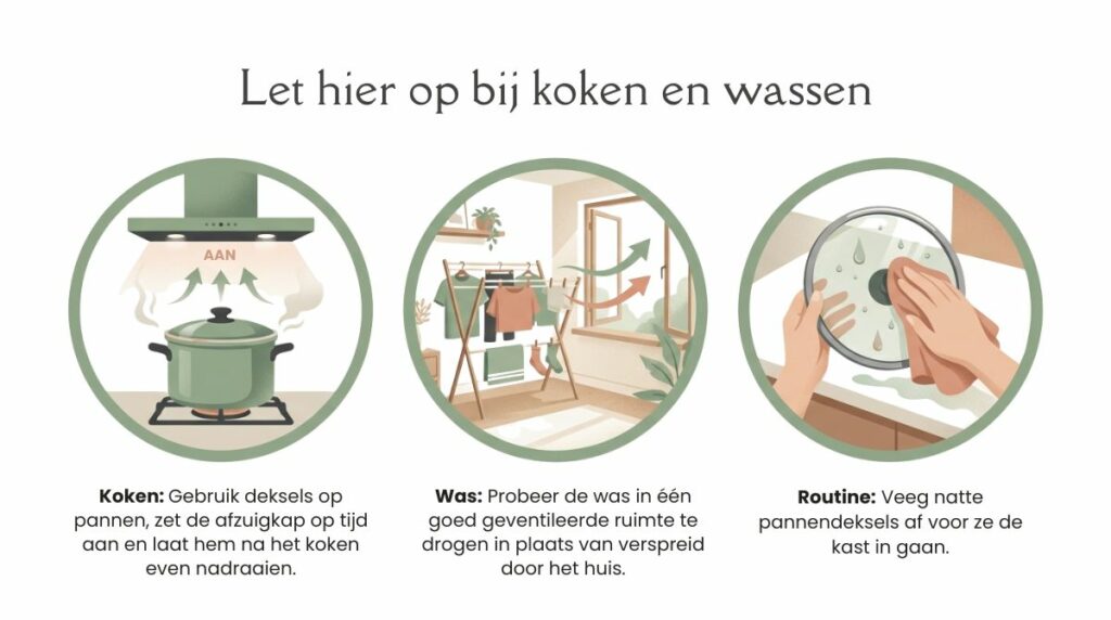 schimmel voorkomen koken wassen